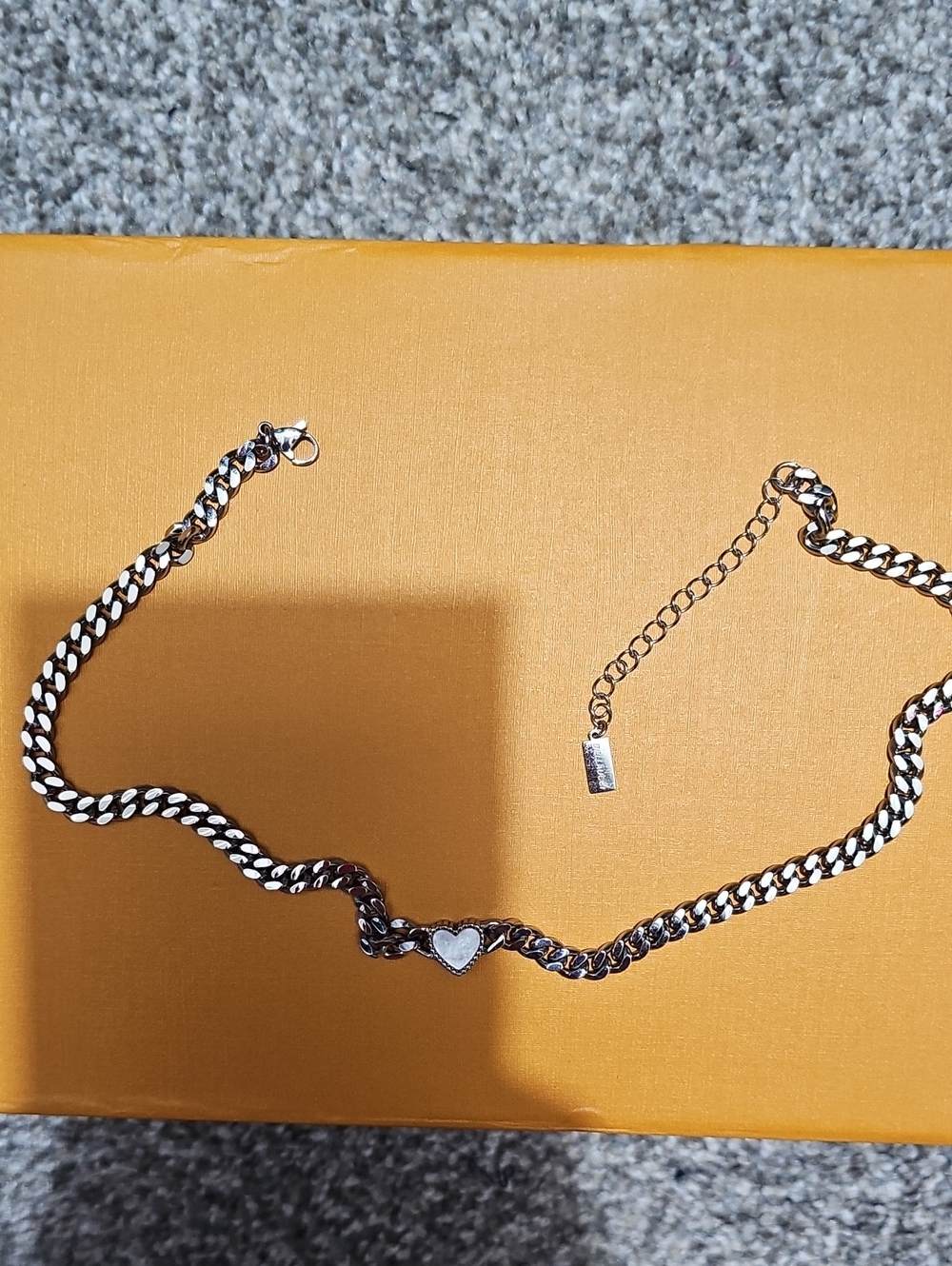 Silver Heart Link Pendant Necklace - Women Jewelry
